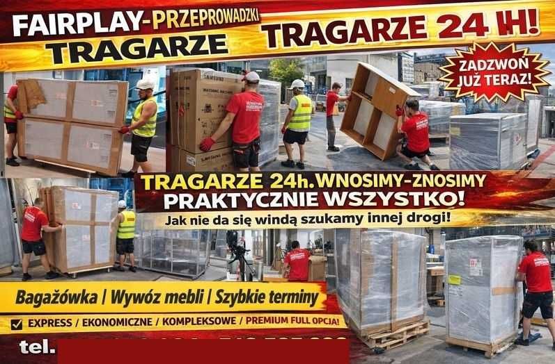 Tragarze 24h Warszawa Wnoszenie Znoszenie wszystko gabaryty tanio 7dni