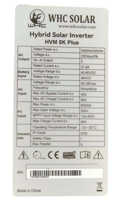 Автономний дім 5 кВт WHC Solar акумулятор LiFePO4 Інвертор