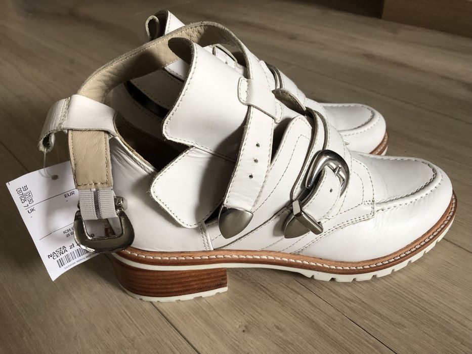 MEXX białe skórzane buty botki Nowe