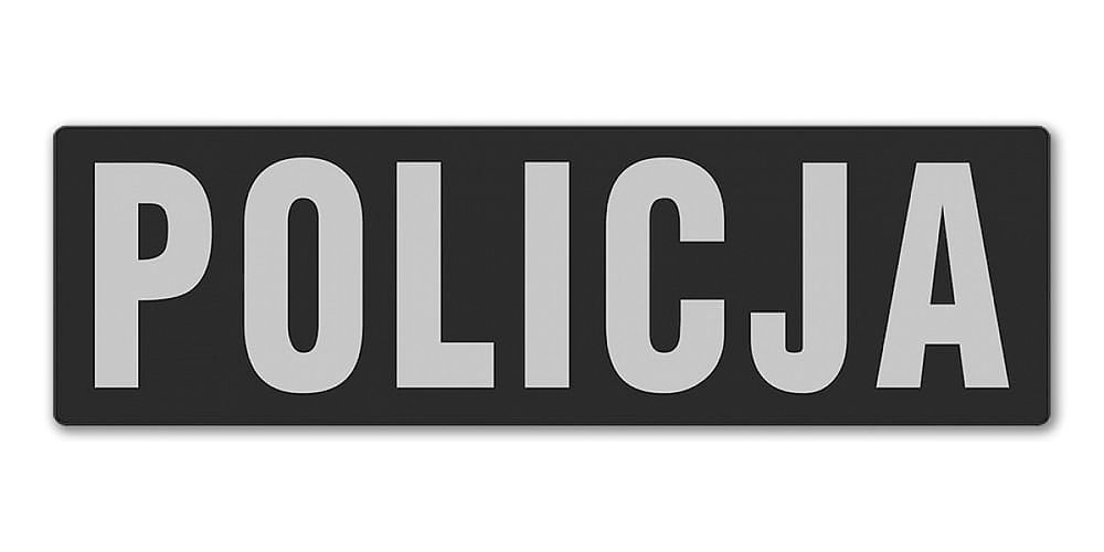 Emblemat POLICJA odblaskowy na rzepie 13 x 5 cm