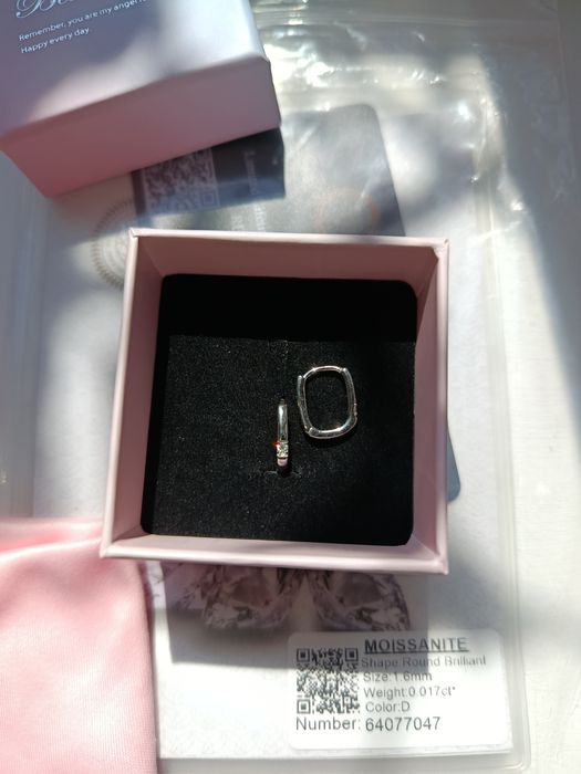 Срібні сережки з муасанітом 0.017ct срібло 925 серебро серьги