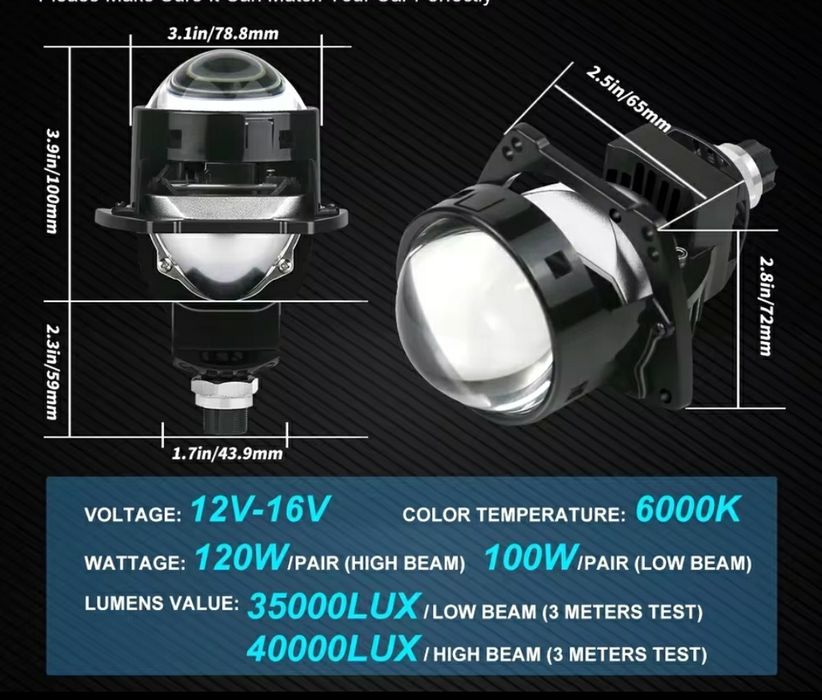 Bi-led светодиодные линзы 3"  hella 3r