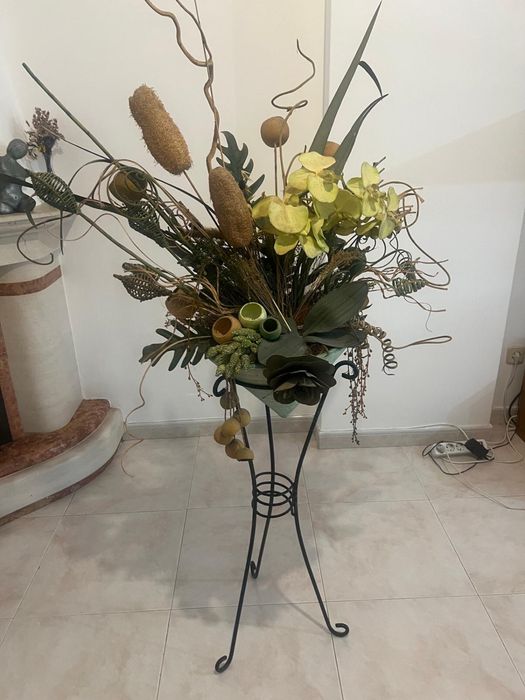 Vaso Decoração verde folhas secas