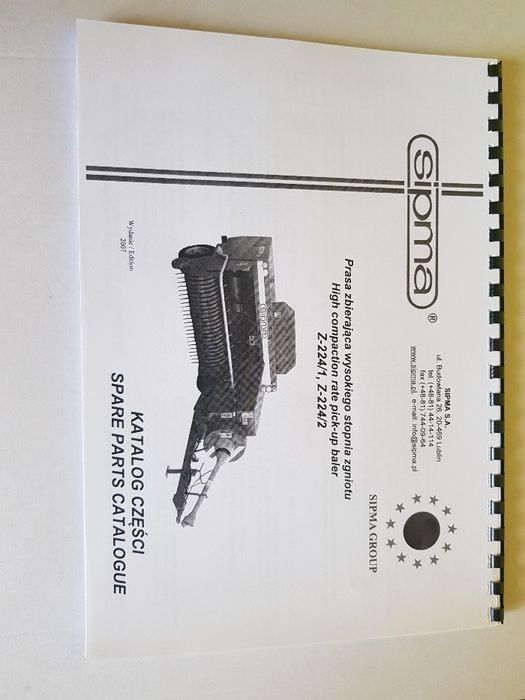 Katalog części prasa SIPMA Z-224/1 i Z-224/2