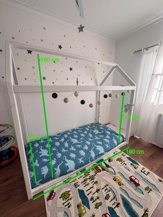Cama Montessori + estrado + colchão