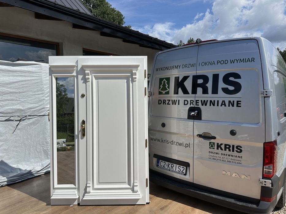 Drzwi zewnętrzne drewniane Amerykańskie z doświetlemMontaż Cała Polska