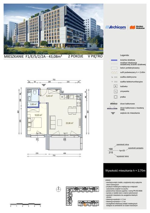 2-pokojowe mieszkanie 43m2 Bezpośrednio