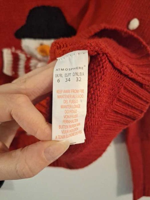 Świąteczny sweterek Atmosphere bałwanek | XS 34 | NOWY