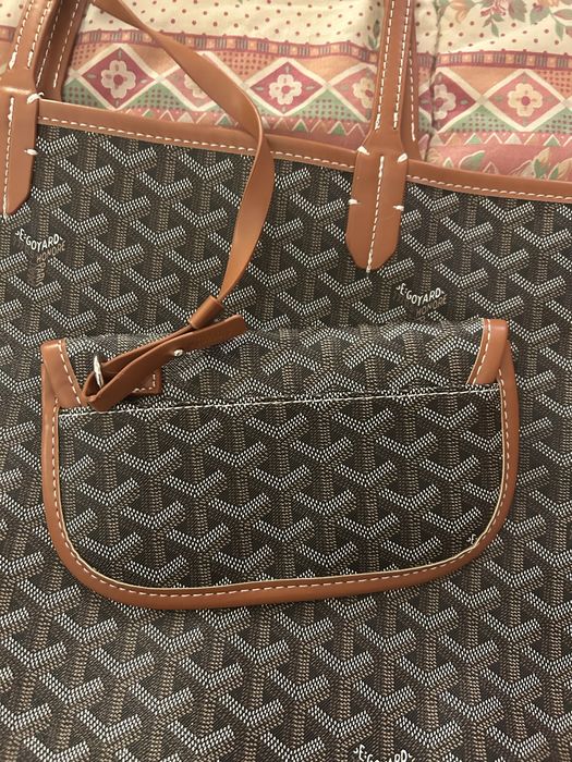 Mala goyard grande azul e castanha