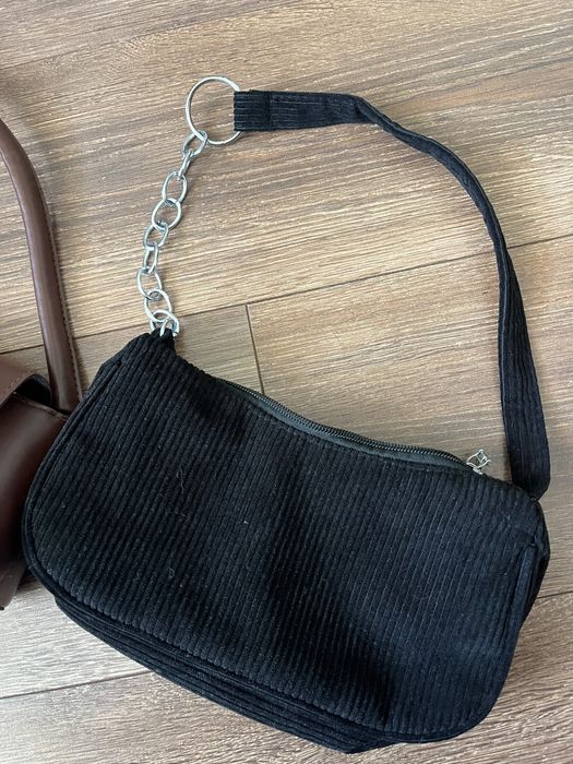 сумка коричнево бордова та чорна велюрова