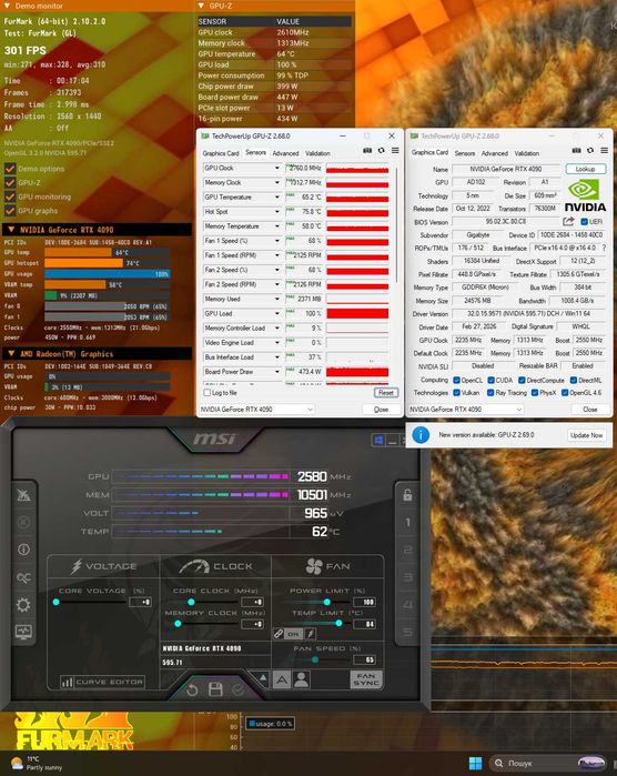 Видеокарта GIGABYTE AORUS GeForce RTX 4090 MASTER 24G 1 шт. USED (NO BOX)!