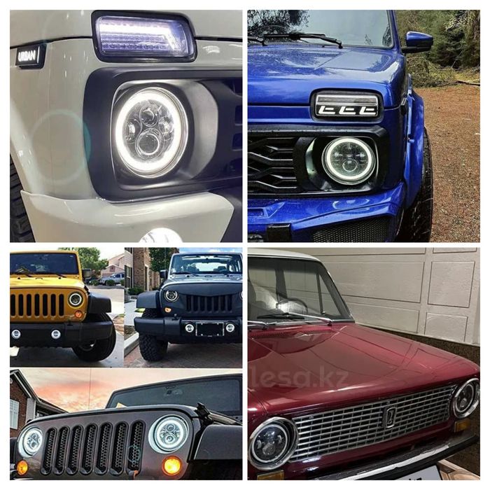 Кругла світлодіодна LED фара 7дюймів КАМАЗ ВАЗ Toyota FJ ГАЗ УАЗ мото