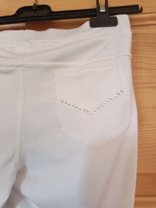 Legginsy białe z cyrkoniami 3/4