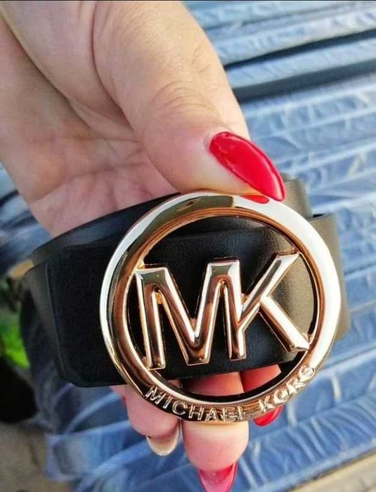 Pasek unisex klamra damska męska Michael Kors złota klamra premium