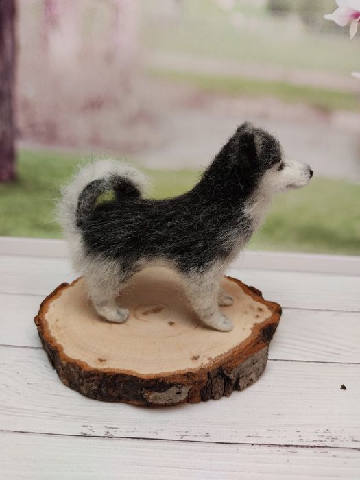 Игрушка собака валяная. Фигурка собаки. Портрет питомца. Маламут.