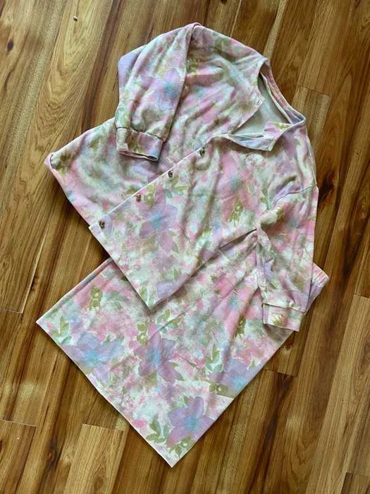 46 48 xxxl +size vintage sweterkowy komplet zestaw spodnica kardigan