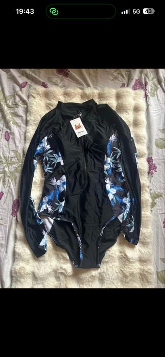 Ruuione strój kąpielowy 42 NEW – long sleeve swimsuit, zip, sporty & shaping