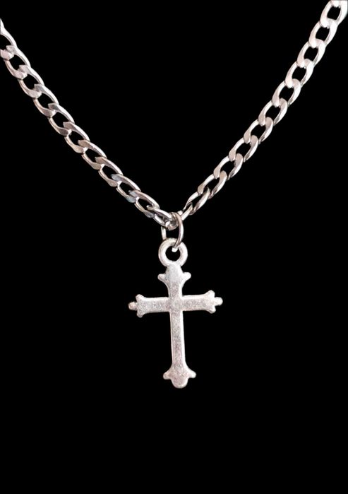 Naszyjnik pancerka stal szlachetna 55 cm 3 mm + krzyżyk