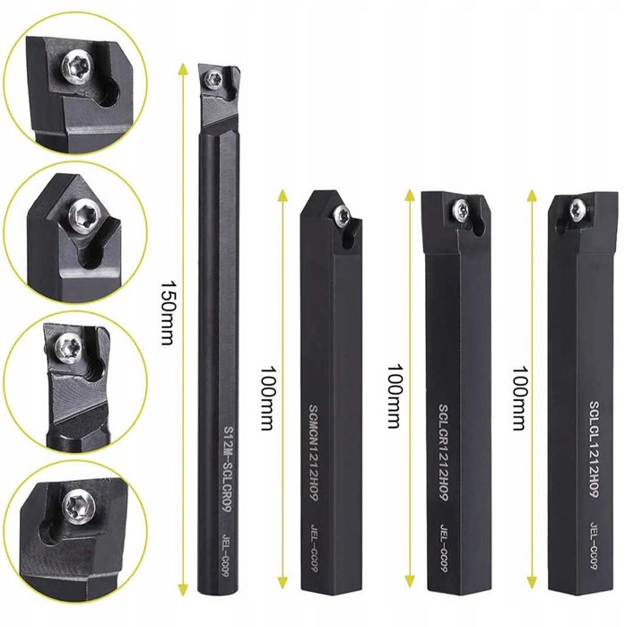 Tokarskie Noży CNC 4 Sztuki + Zmienne Oprawki + Klucze Mega Komplet