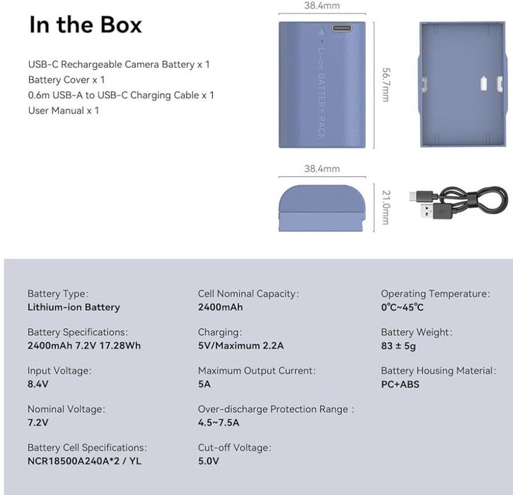 Акумулятор SmallRig LP-E6NH USB-C (4264) для Canon – Заряджайте будь-де!