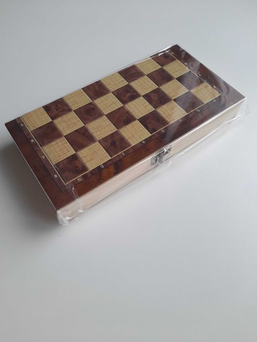 szachy drewniane 24cm warcaby tryktrak gry logiczne planszowe