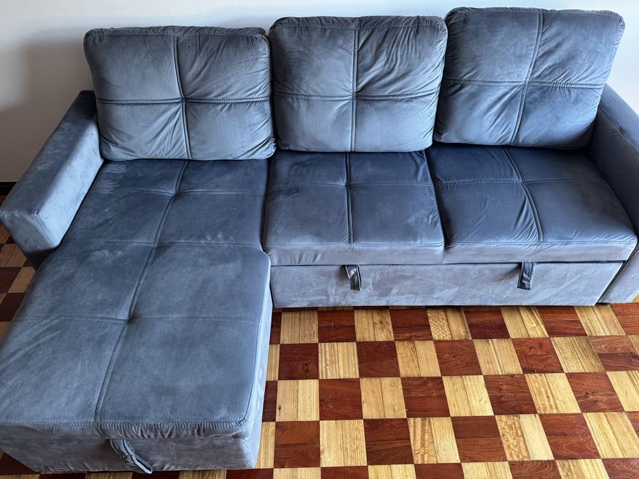 Sofá-Cama com Chaise Longue "Pau" 215cm Cinza