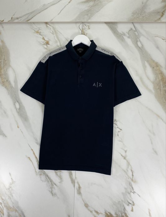 Чоловіче поло Emporio armani на лампасах ea7 big logo мужское