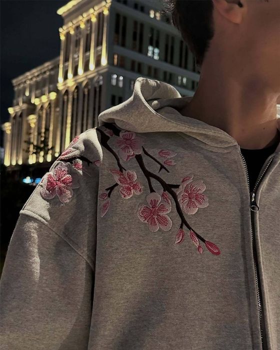 Sakura Cherry Blossom зіп-худі оверсайз / зип худи Сакура / Sakura Cherry Blossom zip hoodie