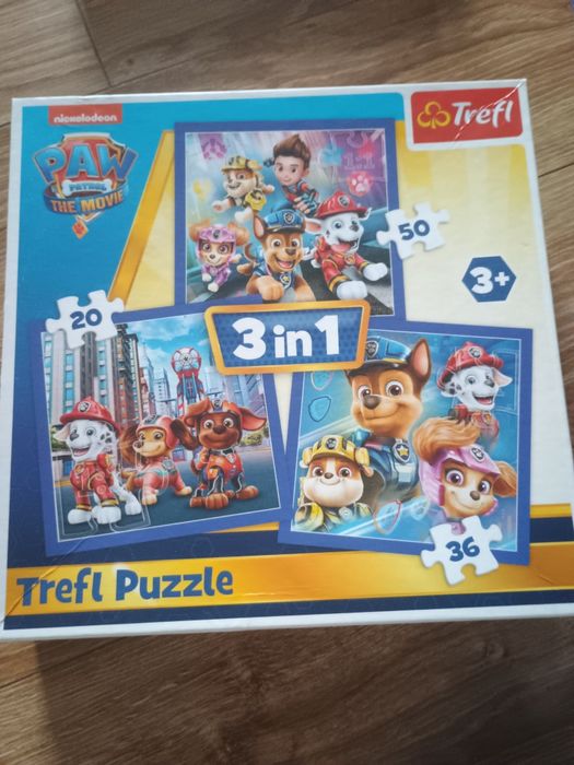 Gra planszowa 2w1  psi patrol puzzle 3w1