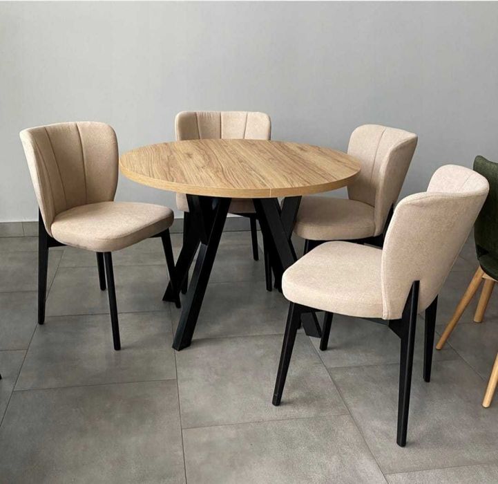 Zestaw Tulipan Stół okrągły rozkładany + 4 krzesła