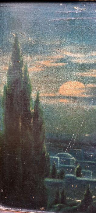 Antyk, przepiękny obraz przedstawiajacy rozmyślającego Pana Jezusa