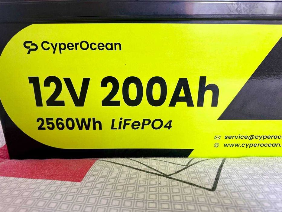 Акумулятор LiFePO4 Cyperocean 12V 200Ah 2560Wh (Новий, Літій-залізо-фосфатний)