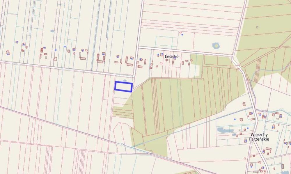 Działka 3200 m² z warunkami zabudowy – Parzno-Lesisko, gmina Kluki