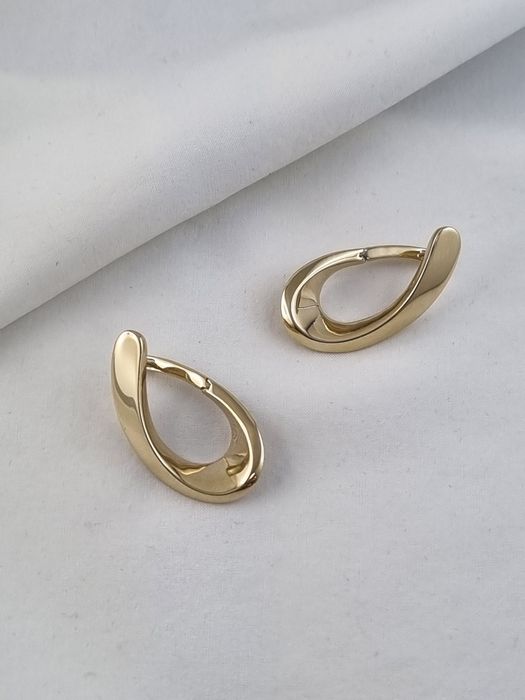 Eleganckie złote duże kolczyki łezki angielskie zapięcie 14k