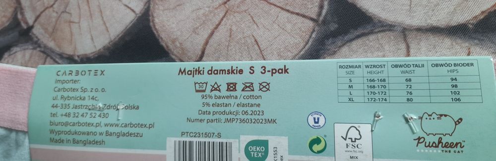 Majtki damskie Pusheen, 3-pak