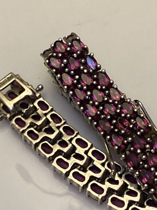 Srebrna bransoletka z rubinami Harry Ivens sygnatura 925 unikat