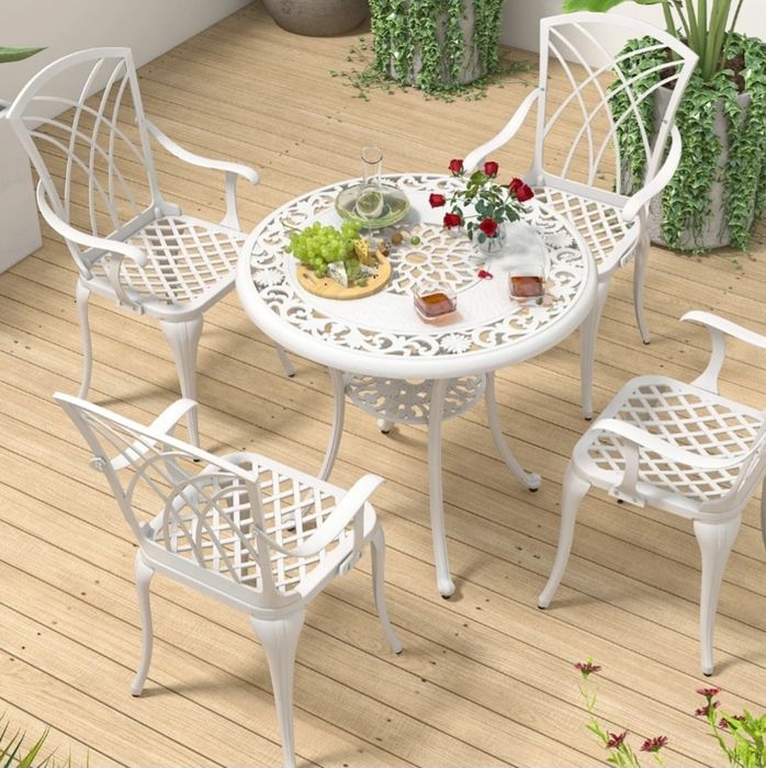 Stół ogrodowy w stylu retro z odlewu aluminiowego – trwały i elegancki