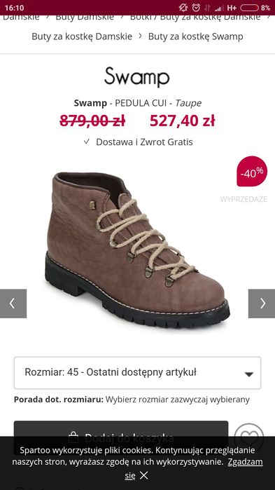 Buty zimowe damskie , ocieplane , Swamp 39