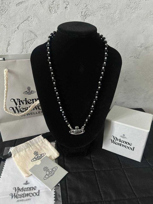 Nowy Naszyjnik Vivienne Westwood Czarny Kryształowy Orb Choker Zestaw
