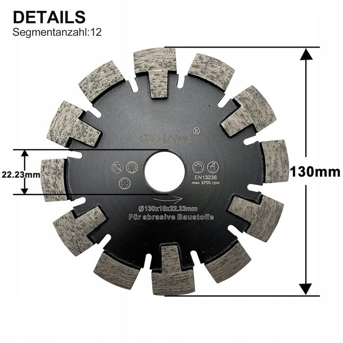 Diamentowa tarcza frezująca/tarcza zdzierająca 130 x 15 x 12 x 22,23