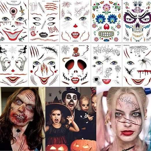 Tatuaż na twarz,Halloween,festiwal,wodoodporne,sztuczne tatuaże (69b)