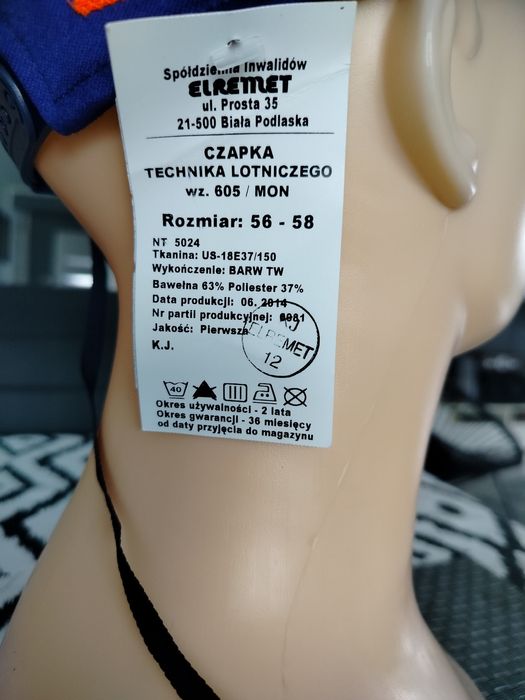 Czapka technika lotniczego, 605/mon, wojskowa, nowa, rozmiar 56-58