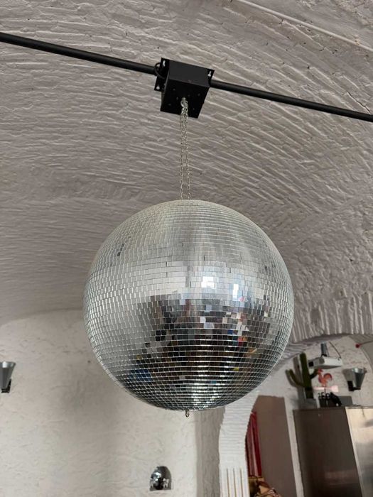 2 bolas de espelhos / disco com motores de rotação