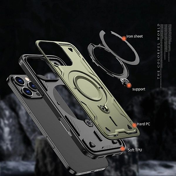 Etui Hybrid Armor Trendy z MagSafe na iPhone 16 Pro - zielone