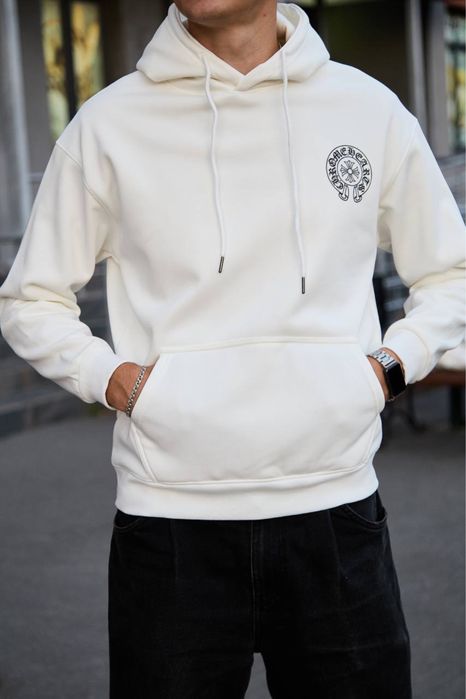 Чоловіче біле худі на флісі ChromeHarts