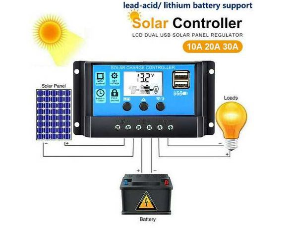 Контроллер заряда солнечной батареи W88-C 30А 2USB ШИМ 12/24В