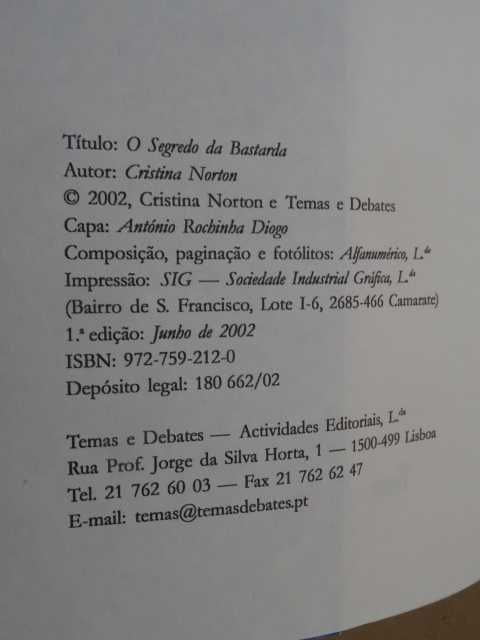 O Segredo da Bastarda de Cristina Norton - 1ª Edição