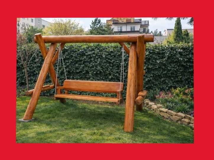 PRODUCENT Huśtawka ogrodowa z bali, drewniana, plac zabaw PREMIUM