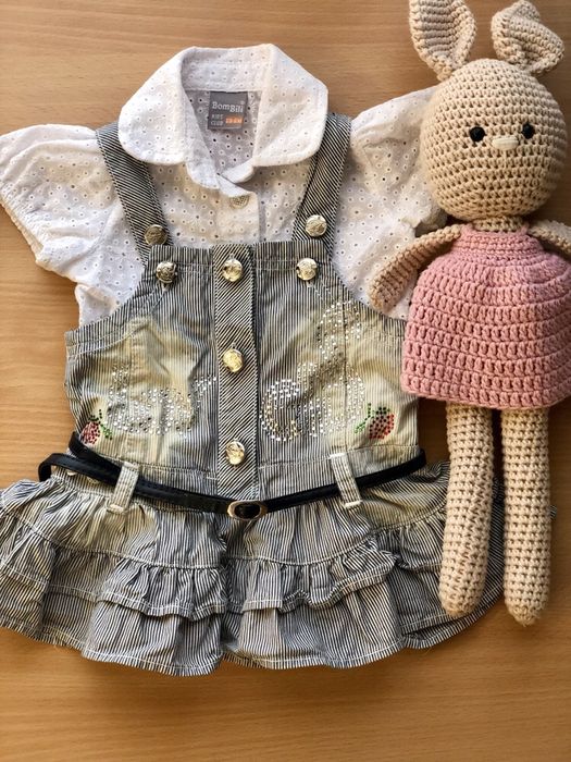 Нарядный костюм,сарафан и рубашка, бодик 6-12 месяцев ,платье