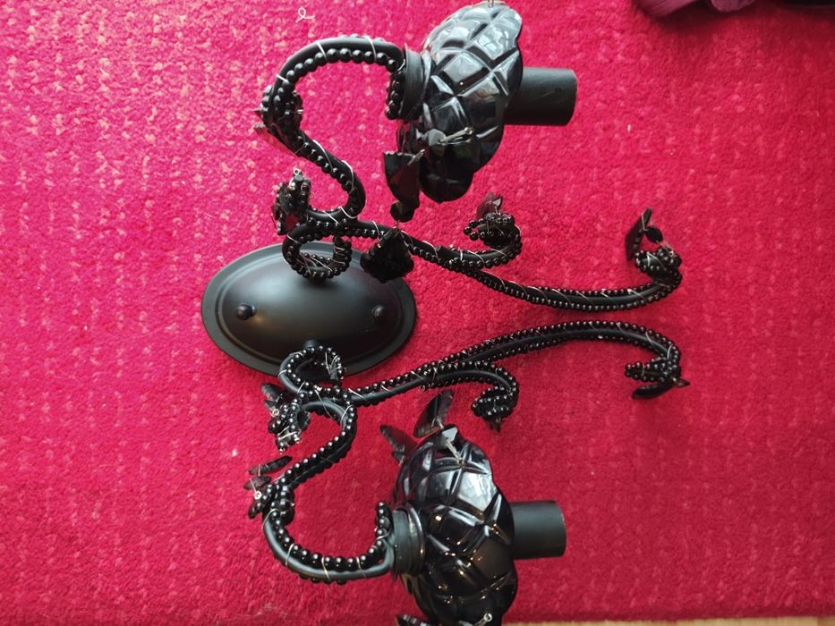 Lampa kinkiet czarny kryształowy